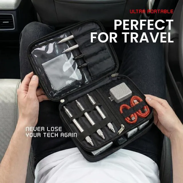 Alt view image 5 of 7 - Cable Organizer Bag for Travel with Removable Dividers Electronics Organizer Case for Chargers, Cables, Power Banks & Accessories, Large Capacity Tech Pouch for Work, Desk & Travel