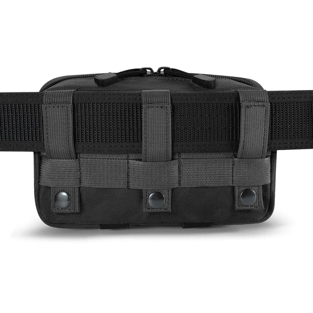 Alt view image 5 of 7 - Tactical Molle Admin Pouch Utility Laser Cut EDC Tool Pouch Bag Horizontal Modular Pouches Include US Flag Patch and Keychain (Black)