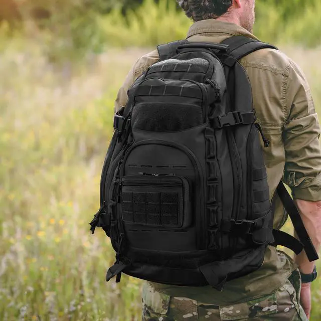 Alt view image 6 of 7 - Tactical Molle Admin Pouch Utility Laser Cut EDC Tool Pouch Bag Horizontal Modular Pouches Include US Flag Patch and Keychain (Black)