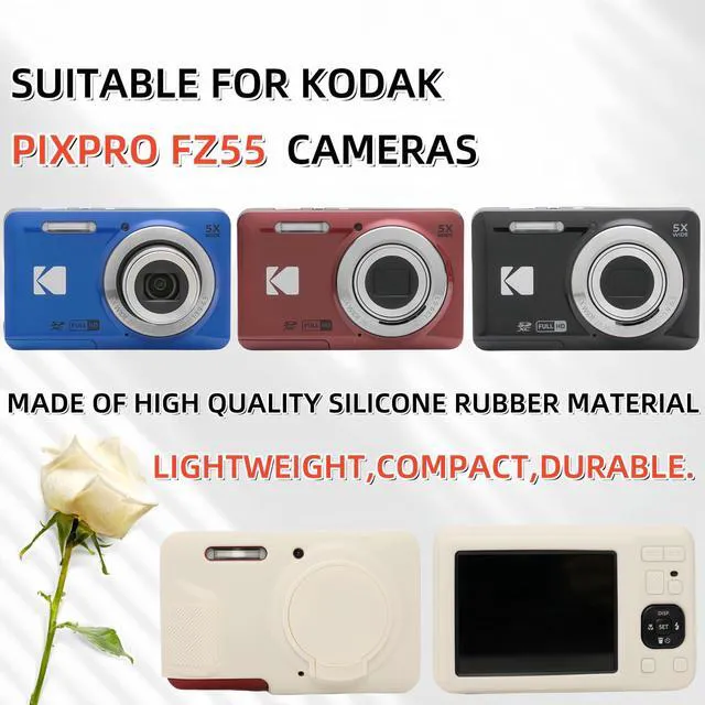 Alt view image 2 of 6 - Case for Kodak PIXPRO FZ55, FZ55 accessories | Soft Silicone Protective Case Removable Lens Cover, Comes with 2 Screen Protectors and 1 Wrist Strap. (Misty White)