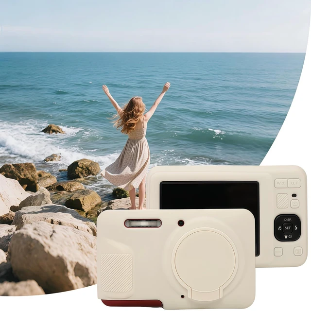 Alt view image 6 of 6 - Case for Kodak PIXPRO FZ55, FZ55 accessories | Soft Silicone Protective Case Removable Lens Cover, Comes with 2 Screen Protectors and 1 Wrist Strap. (Misty White)