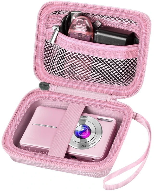 Main image of Digital Camera Case for CAMKORY, Camera Pouch for KODAK Pixpro -Pink | for Lecran/for VAHOIALD Point and Shoot Camera, Hard Carrying Case with Mesh Pocket, Compact for Vlogging, Travel and Storage