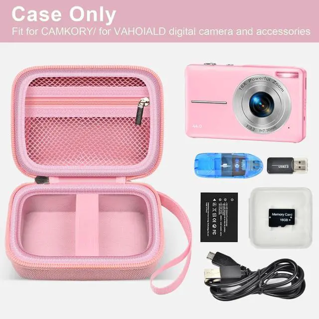 Alt view image 2 of 7 - Digital Camera Case for CAMKORY, Camera Pouch for KODAK Pixpro -Pink | for Lecran/for VAHOIALD Point and Shoot Camera, Hard Carrying Case with Mesh Pocket, Compact for Vlogging, Travel and Storage