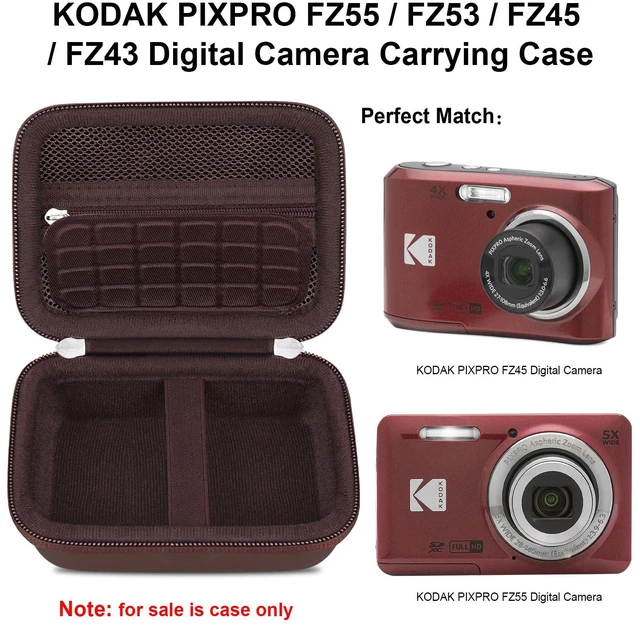 Alt view image 2 of 7 - Camera Carrying Case for KODAK PIXPRO FZ45/ FZ55 Digital Camera | Compact Camera Case, Hard Bag, with Mesh Pocket Wrist Strap Double Zipper, for Vlogging, Travel Protective Storage, Brown