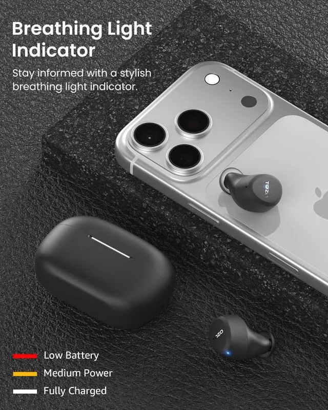 Alt view image 3 of 7 - A1 Wireless Earbuds Bluetooth 5.3 Light Weight in Ear Headphones | IPX5 Waterproof,2 Mics for AI Calls,Immersive Premium Sound Bass Headset with Charging Case,32 EQ via App Black