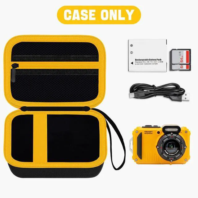 Alt view image 2 of 7 - Carrying Case for KODAK PIXPRO WPZ2 Rugged Waterproof Digital Camera Bag | Underwater 1080P Full HD Photography Camera Case with Mesh Pocket for USB Cable, Battery & Adapter, Blackyellow(Case Only)