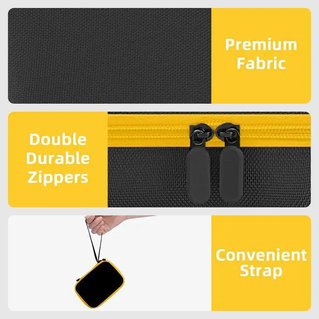 Alt view image 5 of 7 - Carrying Case for KODAK PIXPRO WPZ2 Rugged Waterproof Digital Camera Bag | Underwater 1080P Full HD Photography Camera Case with Mesh Pocket for USB Cable, Battery & Adapter, Blackyellow(Case Only)