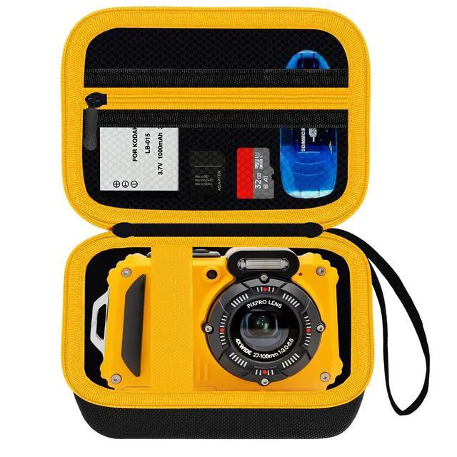 Alt view image 7 of 7 - Carrying Case for KODAK PIXPRO WPZ2 Rugged Waterproof Digital Camera Bag | Underwater 1080P Full HD Photography Camera Case with Mesh Pocket for USB Cable, Battery & Adapter, Blackyellow(Case Only)