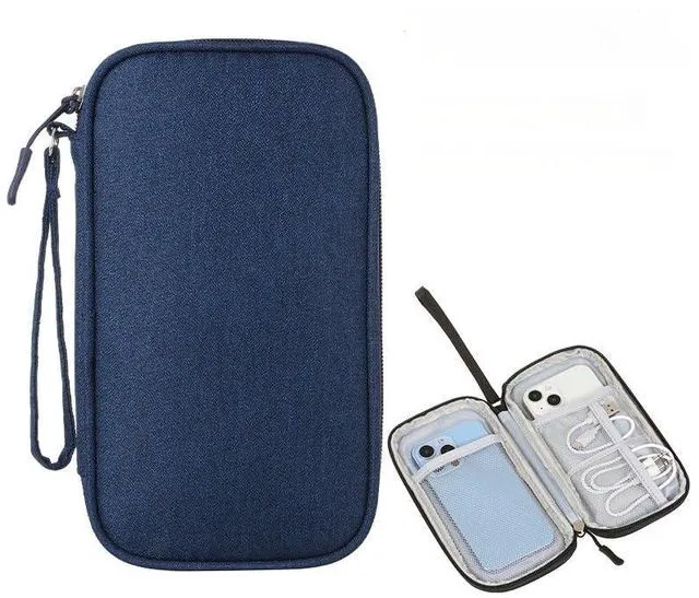Main image of Electronic Organizer Travel Cable Accessories BagPouch Portable Waterproof Storage Bag Electronic Organizer Case for Cable, Mouse,USB Cable,Power Bank,Cord, Charger, Phone, Earphone (Dark Blue)