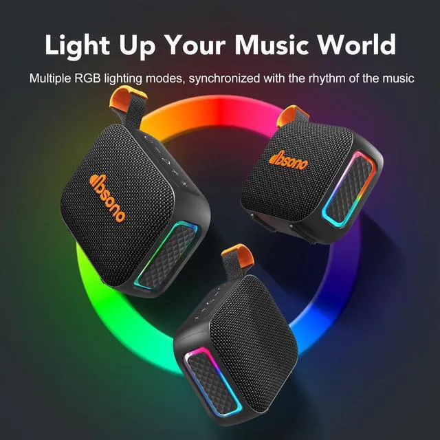Alt view image 7 of 7 - Portable Bluetooth Speaker Line-in Support: IPX5 Waterproof, Black | Up to 24H Playtime, HD Sound, TWS Pairing, LED Light, Outdoor Speaker for Beach, Pool, Travel, School Supplies for Adult Teen
