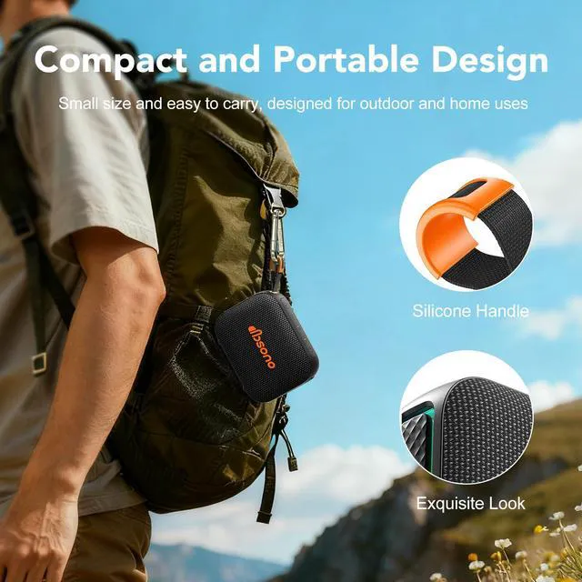 Alt view image 6 of 7 - Portable Bluetooth Speaker Line-in Support: IPX5 Waterproof, Black | Up to 24H Playtime, HD Sound, TWS Pairing, LED Light, Outdoor Speaker for Beach, Pool, Travel, School Supplies for Adult Teen