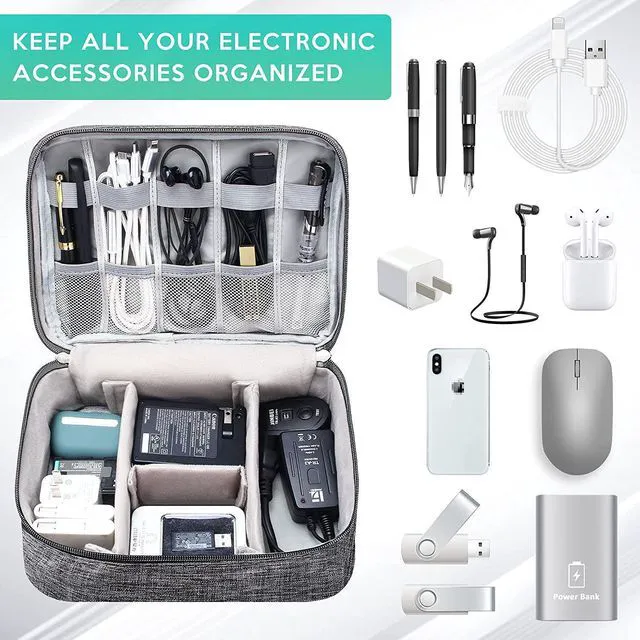 Alt view image 3 of 7 - Electronics Organizer Travel Cable Organizer Bag Waterproof Portable Digital Storage Bag Electronic Accessories Case Cable Charger Organizer Case