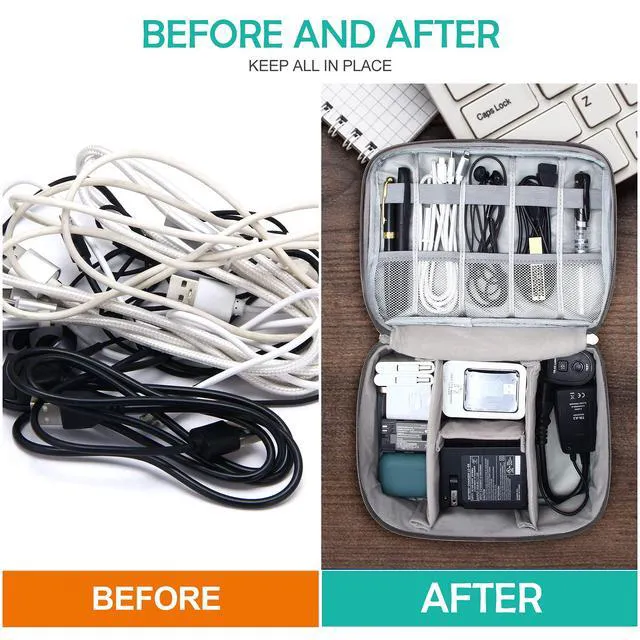 Alt view image 7 of 7 - Electronics Organizer Travel Cable Organizer Bag Waterproof Portable Digital Storage Bag Electronic Accessories Case Cable Charger Organizer Case