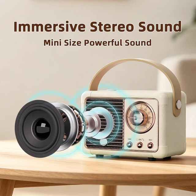 Alt view image 6 of 7 - Retro Bluetooth Speaker, Vintage Decor, Birthday Gifts for Women | Small Portable Speaker, Vintage Bluetooth Speaker, Retro Home Decor, Office & Bedroom Decor, Gifts for Teen Girls and Women