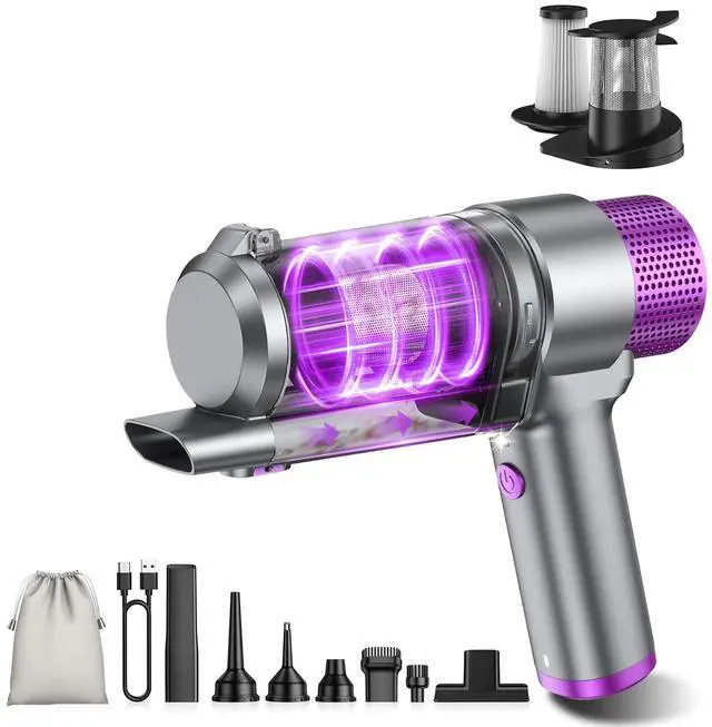 Main image of 16000PA Handheld Car Vacuum Cleaner Cordless Rechargeable | 4-in-1 Portable Mini Vacuum & Air Duster with Multi-Nozzles & LED Light, Hand Held Vacuum Cordless Rechargeable for Car Home
