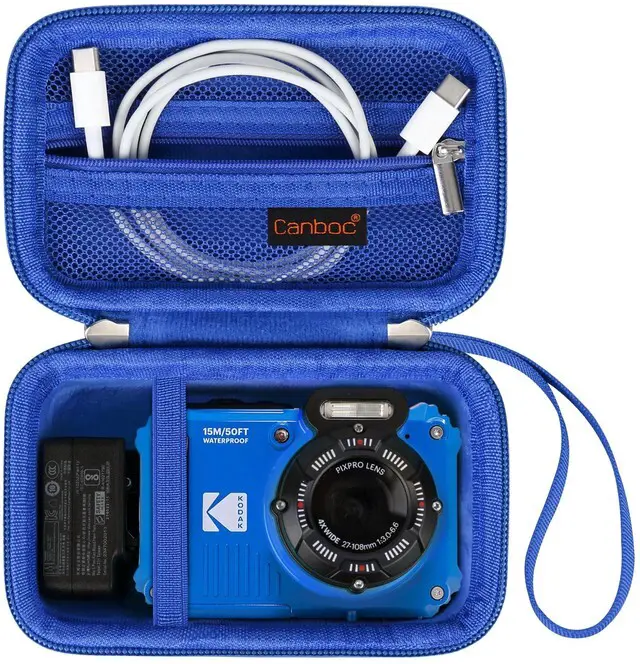 Main image of Carrying Case for Kodak PIXPRO WPZ2 Rugged Waterproof Digital Camera | WPZ2 Underwater Photography Camera Bag, Mesh Pocket fits USB Cable, Battery, Adapter, Blue (Case Only)
