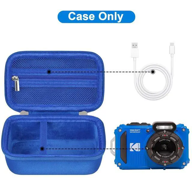 Alt view image 2 of 7 - Carrying Case for Kodak PIXPRO WPZ2 Rugged Waterproof Digital Camera | WPZ2 Underwater Photography Camera Bag, Mesh Pocket fits USB Cable, Battery, Adapter, Blue (Case Only)