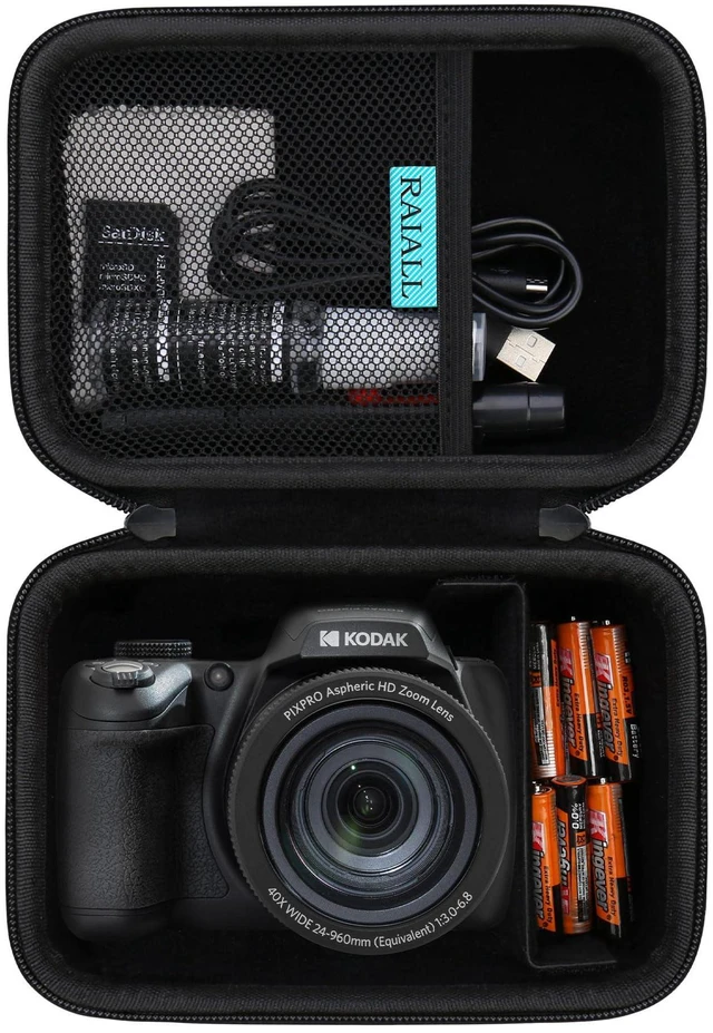 Main image of Camera Case for KODAK PIXPRO AZ405/AZ425/AZ255/AZ401/AZ528 Digital Camera, Vlogging Camera Hard Carrying Case Protective Travel Bag, Mesh Pocket for Battery, SD Card and USB Cable, Black