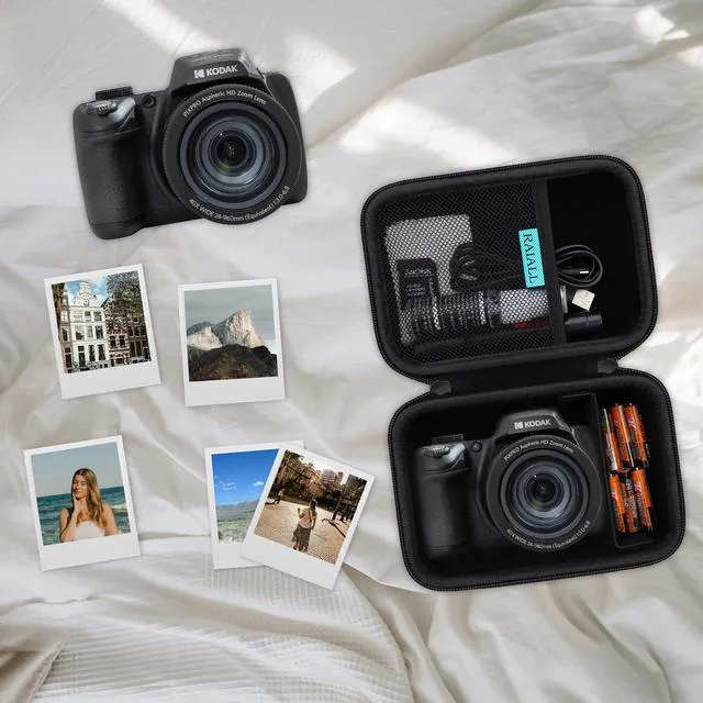 Alt view image 7 of 7 - Camera Case for KODAK PIXPRO AZ405/AZ425/AZ255/AZ401/AZ528 Digital Camera, Vlogging Camera Hard Carrying Case Protective Travel Bag, Mesh Pocket for Battery, SD Card and USB Cable, Black