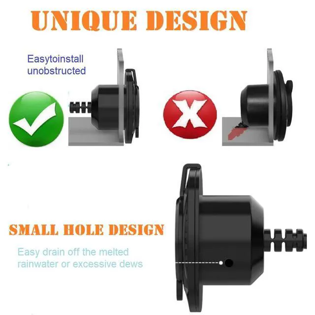 Alt view image 4 of 7 - RV Shore Power Inlet Charger Plug 15 Amp AC Port Plug 125 Volt Power Inlet Socket and Waterproof RV Electrical Outlet Receptacle Box Integrated Outdoor Extension Cord for Trailer Plug.