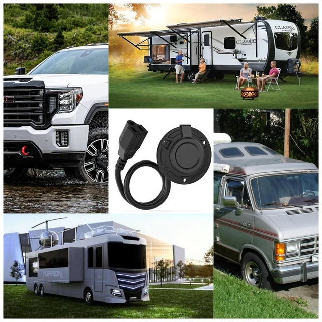 Alt view image 7 of 7 - RV Shore Power Inlet Charger Plug 15 Amp AC Port Plug 125 Volt Power Inlet Socket and Waterproof RV Electrical Outlet Receptacle Box Integrated Outdoor Extension Cord for Trailer Plug.