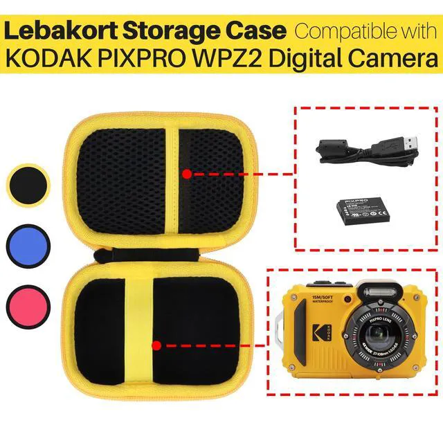 Alt view image 2 of 7 - Storage Case Compatible with KODAK PIXPRO WPZ2 Rugged Waterproof Shockproof Dustproof Digital Camera (Black + Yellow Case)