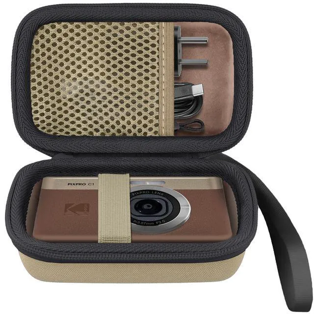 Alt view image 3 of 7 - Hard Carrying Case for KODAK PIXPRO C1 Friendly Zoom Digital Camera | Protective Storage Box, Portable Carrying Box, Shockproof, Anti-crush, Mesh Pocket, Compact & Lightweight, Brown Case