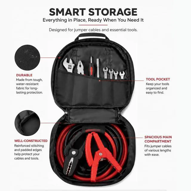 Alt view image 6 of 6 - Heavy-Duty Cable Storage Bag Waterproof Cable Organizer for Jumper Cable
