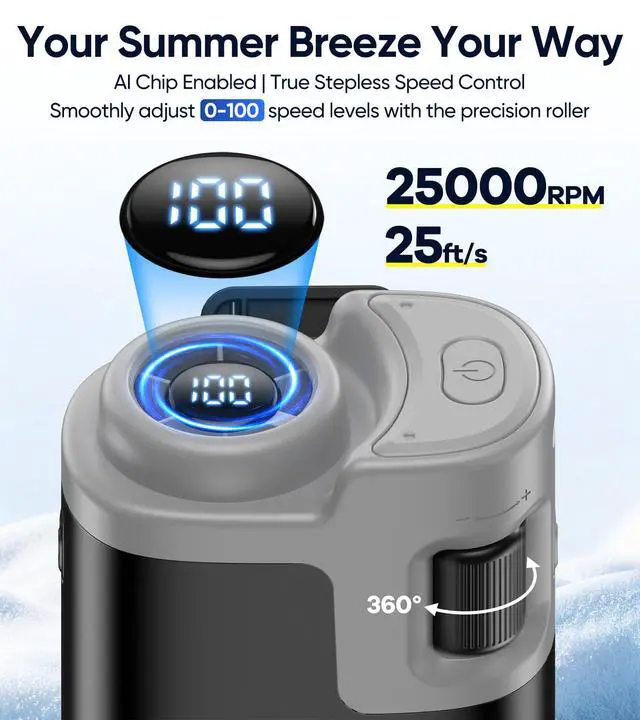 Alt view image 2 of 6 - Clip-On Waist Fan, Wearable Personal Fan with Rechargeable Battery, 100-Speed Stepless Speed Control, Powerful High-Speed Airflow, Up to 35 Hours Runtime