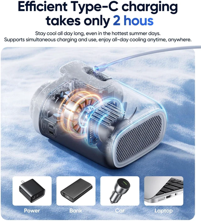 Alt view image 3 of 6 - Clip-On Waist Fan, Wearable Personal Fan with Rechargeable Battery, 100-Speed Stepless Speed Control, Powerful High-Speed Airflow, Up to 35 Hours Runtime