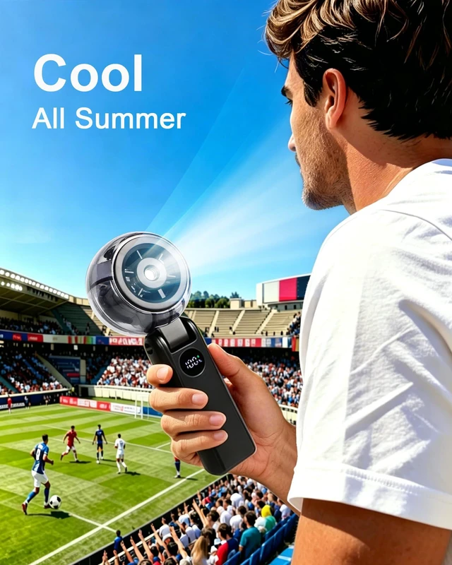Alt view image 6 of 7 - Portable Handheld Fan with Mist, Foldable Long-lasting Rechargeable Personal Desk Fan, 1-100 Variable Speeds Small Cooling Spray Fan with Lanyard, Wearable Neck Fan for Travel, Office, Black