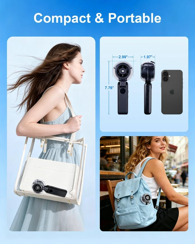 Alt view image 7 of 7 - Portable Handheld Fan with Mist, Foldable Long-lasting Rechargeable Personal Desk Fan, 1-100 Variable Speeds Small Cooling Spray Fan with Lanyard, Wearable Neck Fan for Travel, Office, Black