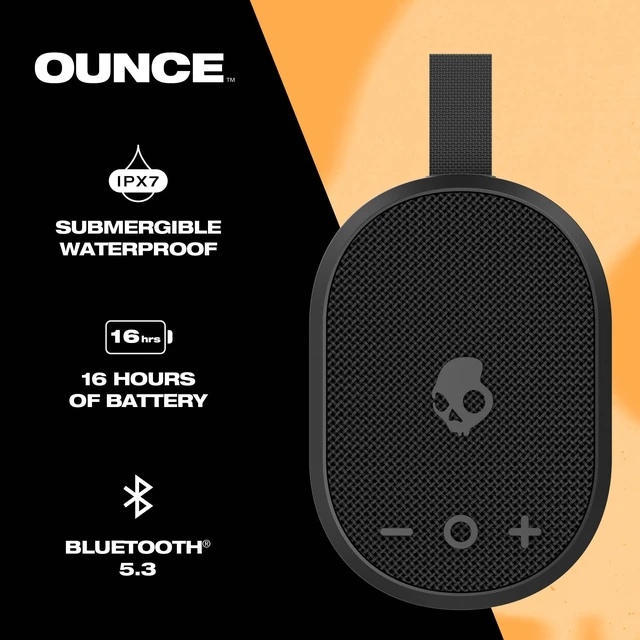 Alt view image 2 of 7 - Ounce Wireless Bluetooth Speaker - IPX7 Waterproof Mini Portable Speaker with 16 Hour Battery, Downward Firing Passive Radiator, and Ballistic Nylon Carry Strap