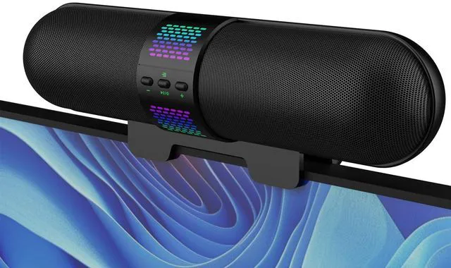 Main image of Computer Speaker, 2026 Upgraded with Auto L/R Swap (G-Sensor), Bluetooth 5.3/USB A/C Connection, 6 RGB Light Modes, Gaming Soundbar for PC/Laptop/Desktop, Clamps to Monitor, Easy Controls