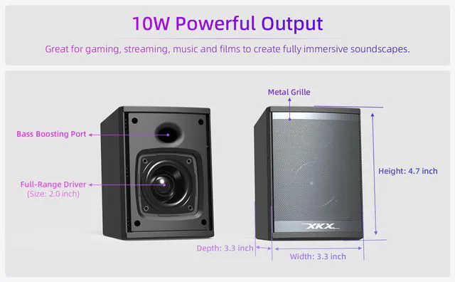 Alt view image 3 of 7 - Computer Speakers for Desktop PC, External Speakers for Laptop Monitor, USB Plug-N-Play, Wired, Desk PC Gaming Speakers with 2.0 Stereo Loud Sound, Punchy Bass, Switchable L/R Channels, Volume Knob