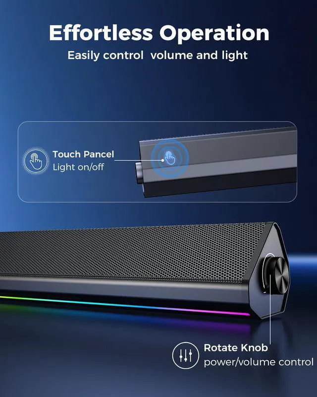 Alt view image 3 of 7 - Computer Speakers for PC and Laptop, Under Monitor Sound Bar, Black | Wired USB power, 3.5mm aux audio, slim under-monitor design, USB-C adapter, for PC laptop office gaming