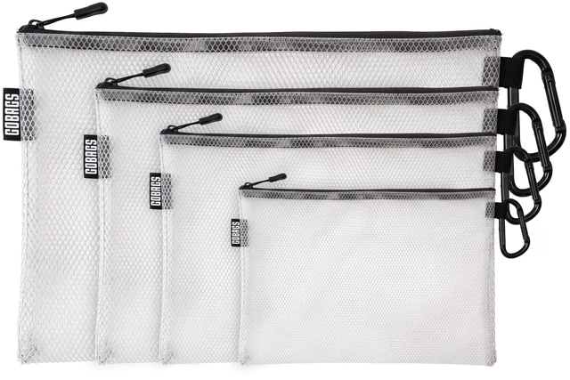 Main image of Air Production Multi-Size Clear Zipper Pouch (4Pack) Cable Organizer & Travel Gear Bag for Electronics, Camera Accessories, Tool Pouch & Small Tech Storage