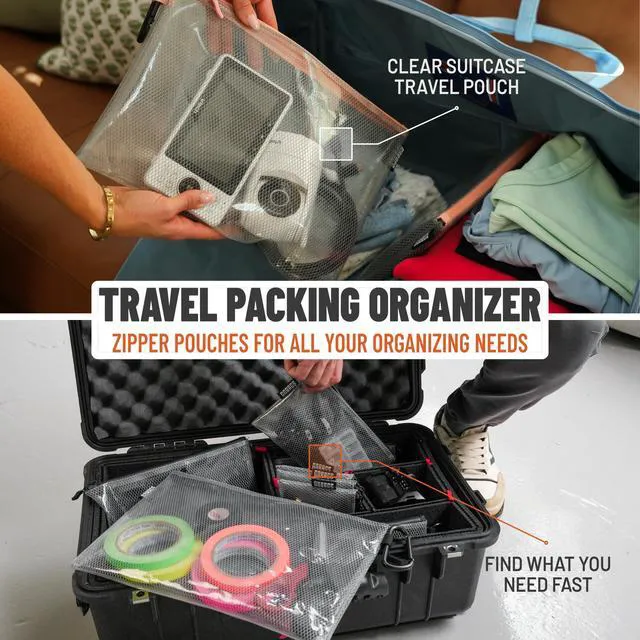 Alt view image 3 of 7 - Air Production Multi-Size Clear Zipper Pouch (4Pack) Cable Organizer & Travel Gear Bag for Electronics, Camera Accessories, Tool Pouch & Small Tech Storage