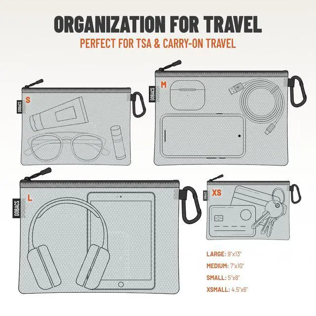 Alt view image 7 of 7 - Air Production Multi-Size Clear Zipper Pouch (4Pack) Cable Organizer & Travel Gear Bag for Electronics, Camera Accessories, Tool Pouch & Small Tech Storage