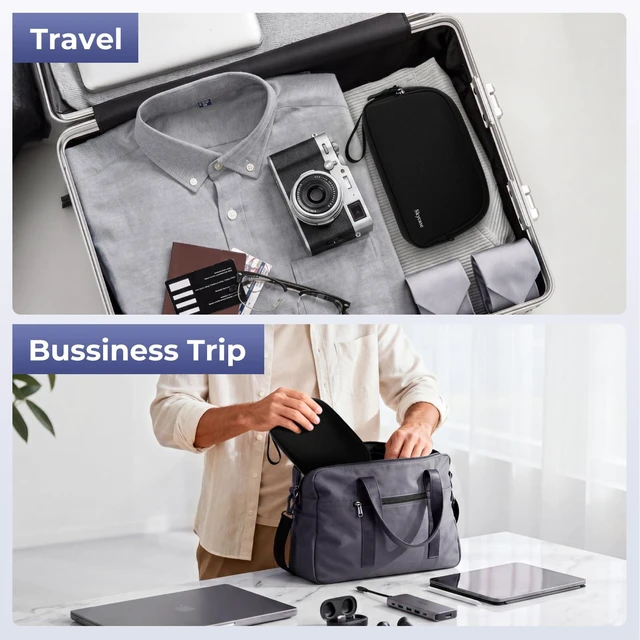 Alt view image 7 of 7 - Electronics Travel Organizer 9 Compartment Dual Layer Tech Pouch Lightweight Water Resistant Travel Cable Organizer Bag for Chargers Cords Phone Power Bank Tech Essentials and Daily Items