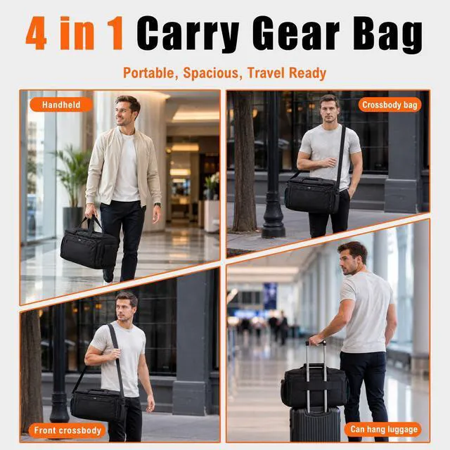 Alt view image 6 of 7 - Large DJ Cable Bag Organizer with Laptop Pocket & Adjustable Dividers | Dj Bag for Equipment and Music Accessories, Travel Gig Bag for Professional DJ Gear, Musical Instrument, Orange