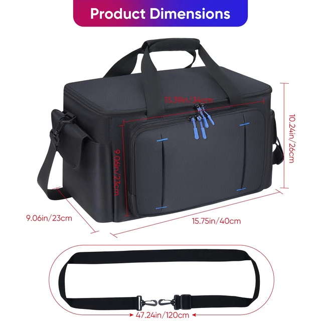 Alt view image 6 of 7 - Large DJ Cable File Bag with Multi-Compartment & Pocket for Music Equipment | Large Capacity with 8 Detachable Dividers, Soft Thick Padded, Multi-pocket, Adjustable Shoulder Strap and Carry Handle