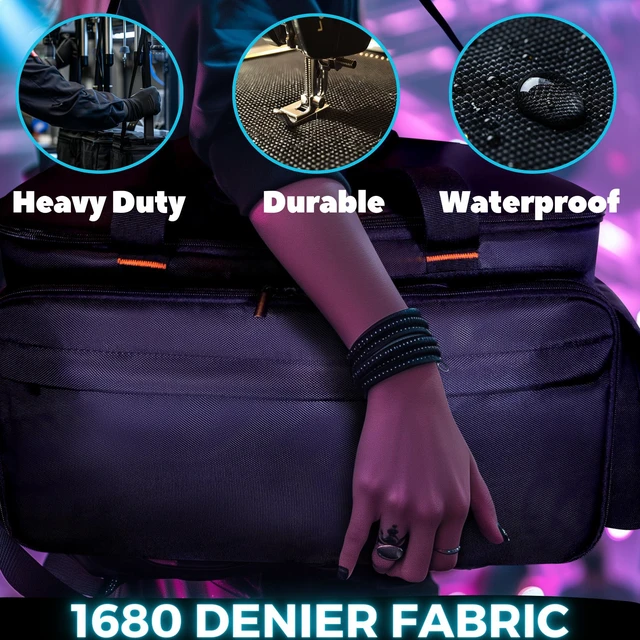 Alt view image 3 of 6 - DJ Cable File Gig Bag with Detachable Dividers | 1680D Fabric | For DJ Gear, Sound Equipment & Accessories | Padded Storage for Mics, Lighting, Camera, Pedals, Cords