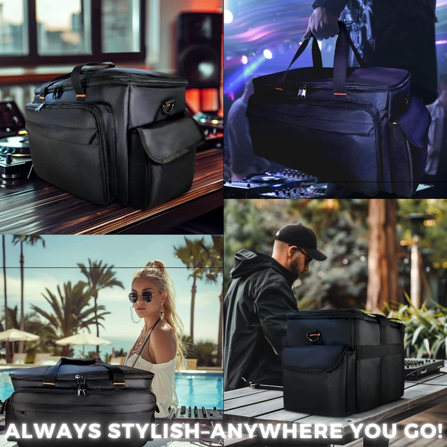 Alt view image 6 of 6 - DJ Cable File Gig Bag with Detachable Dividers | 1680D Fabric | For DJ Gear, Sound Equipment & Accessories | Padded Storage for Mics, Lighting, Camera, Pedals, Cords