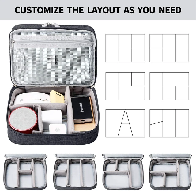 Alt view image 4 of 7 - Travel Cable Organizer Bag, Electronic Accessories Case Portable Double Layer Cable Storage Bag for Cord, Charger, Flash Drive, Phone, SD Card,Personal Items - (Black)