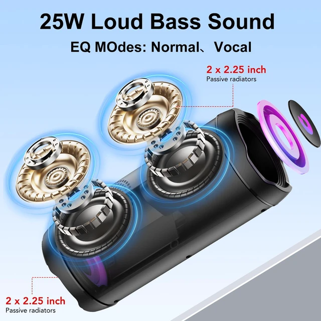 Alt view image 2 of 7 - Portable Bluetooth Speaker, Bluetooth 5.4 Speaker, Dual Speaker with LED Display, Deep Bass,25H Playtime, Colorful RGB Lights,IPX7 Waterproof,TWS pairing for Outdoor/Home/Party/Travel,Gift Ideas