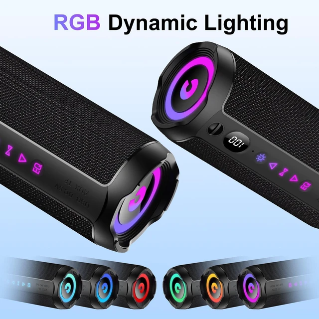 Alt view image 7 of 7 - Portable Bluetooth Speaker, Bluetooth 5.4 Speaker, Dual Speaker with LED Display, Deep Bass,25H Playtime, Colorful RGB Lights,IPX7 Waterproof,TWS pairing for Outdoor/Home/Party/Travel,Gift Ideas