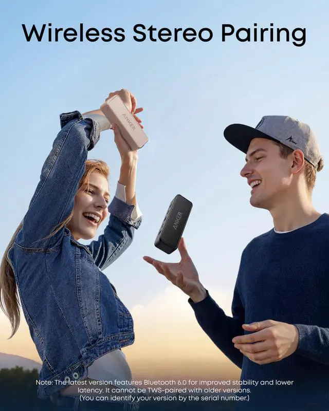 Alt view image 5 of 7 - soundcore 2 Portable Bluetooth Speaker, Stereo Sound, IPX7 | BassUp, 24H Playtime, Bluetooth 6, Wireless Speaker for Home, Outdoors, Travel