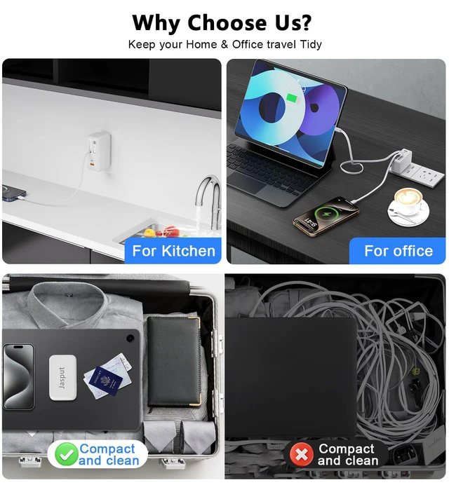 Alt view image 4 of 7 - 4 in 1 Retractable Wall Charger,40W Retractable Phone Charger Wall Plug | Foldable Plug,USBC & A Ports,20W USB C Chargers Block Fast Charging for iPhone 17 16 15 14 13,LG,Galaxy S25 S24 23,Pixel,LG