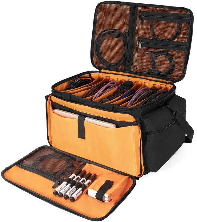 Main image of Cable File Bag with Dividers for Sound Instrument Accessories | 8 Detachable Dividers, DJ Gig Bag Cord Organizer Case for Laptop,DJ Gear,Music Equipment Accessories 16"x11"x10"